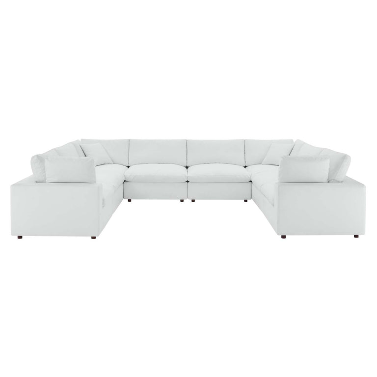Commix Down Filled Overstuffed Vegan Leather 8-Piece Sectional Sofa in White, EEI-4923-WHI