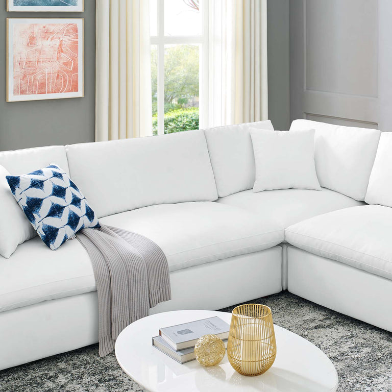 Commix Down Filled Overstuffed Vegan Leather 8-Piece Sectional Sofa in White, EEI-4923-WHI