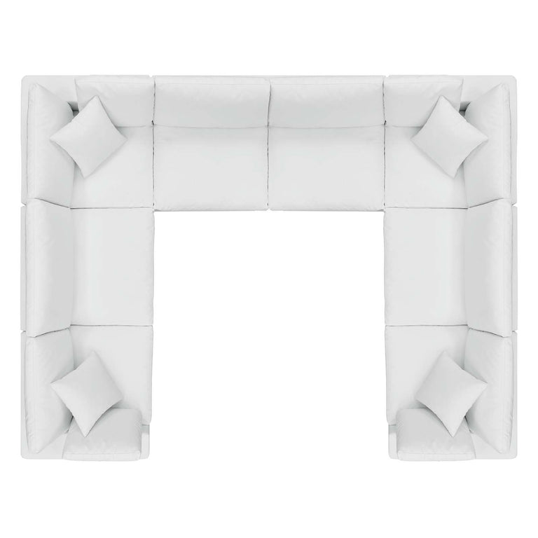 Commix Down Filled Overstuffed Vegan Leather 8-Piece Sectional Sofa in White, EEI-4923-WHI