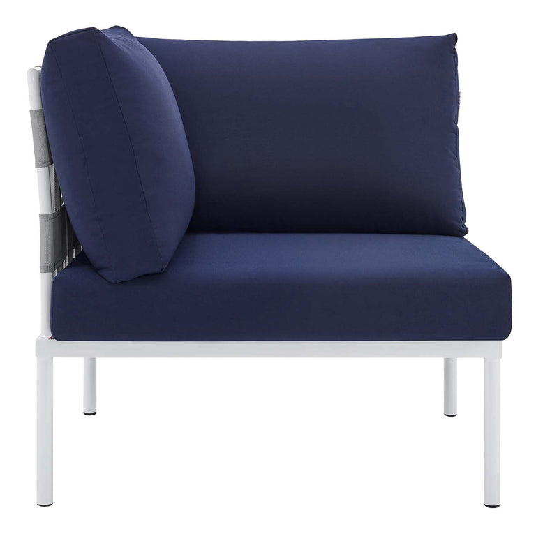 Harmony 6-Piece  Sunbrella® Outdoor Patio Aluminum Sectional Sofa Set in Gray Navy, EEI-4929-GRY-NAV-SET