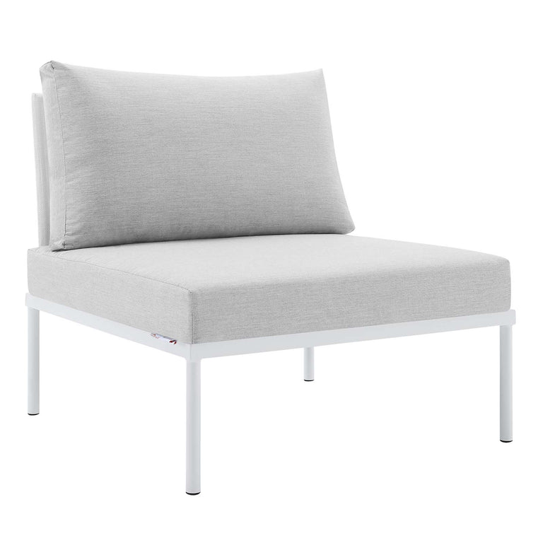 Harmony 8-Piece  Sunbrella® Outdoor Patio Aluminum Sectional Sofa Set in White Gray, EEI-4944-WHI-GRY-SET