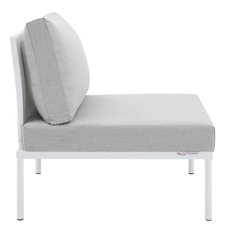 Harmony 8-Piece  Sunbrella® Outdoor Patio Aluminum Sectional Sofa Set in White Gray, EEI-4944-WHI-GRY-SET
