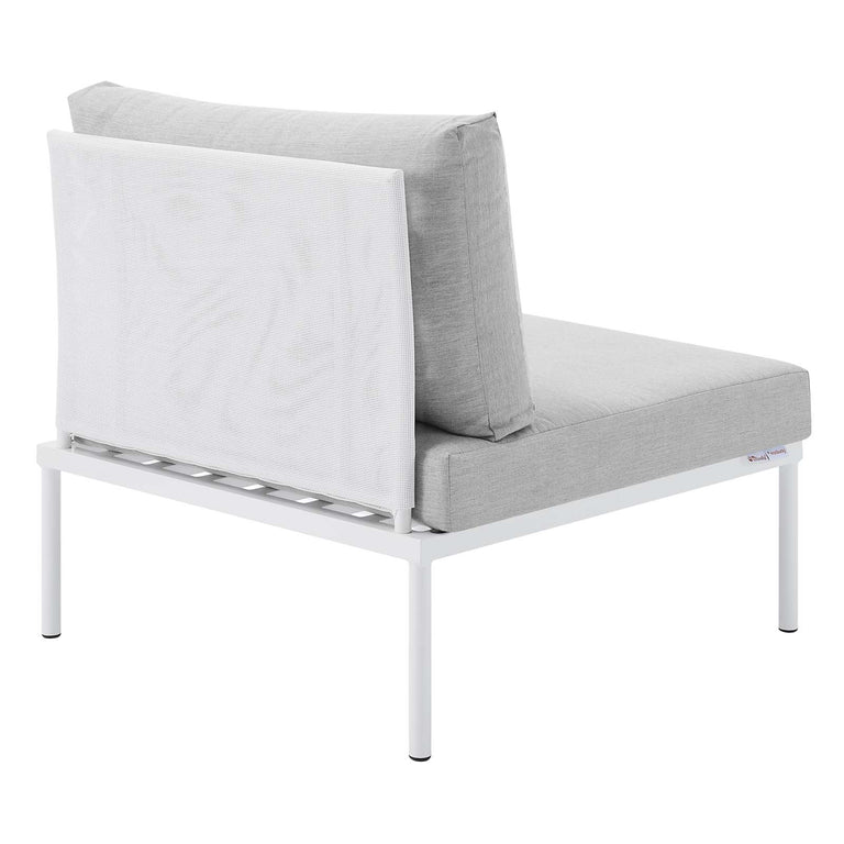 Harmony 8-Piece  Sunbrella® Outdoor Patio Aluminum Sectional Sofa Set in White Gray, EEI-4944-WHI-GRY-SET