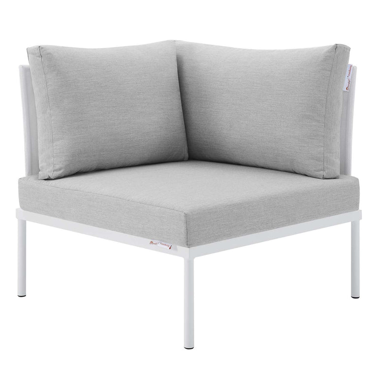 Harmony 8-Piece  Sunbrella® Outdoor Patio Aluminum Sectional Sofa Set in White Gray, EEI-4944-WHI-GRY-SET