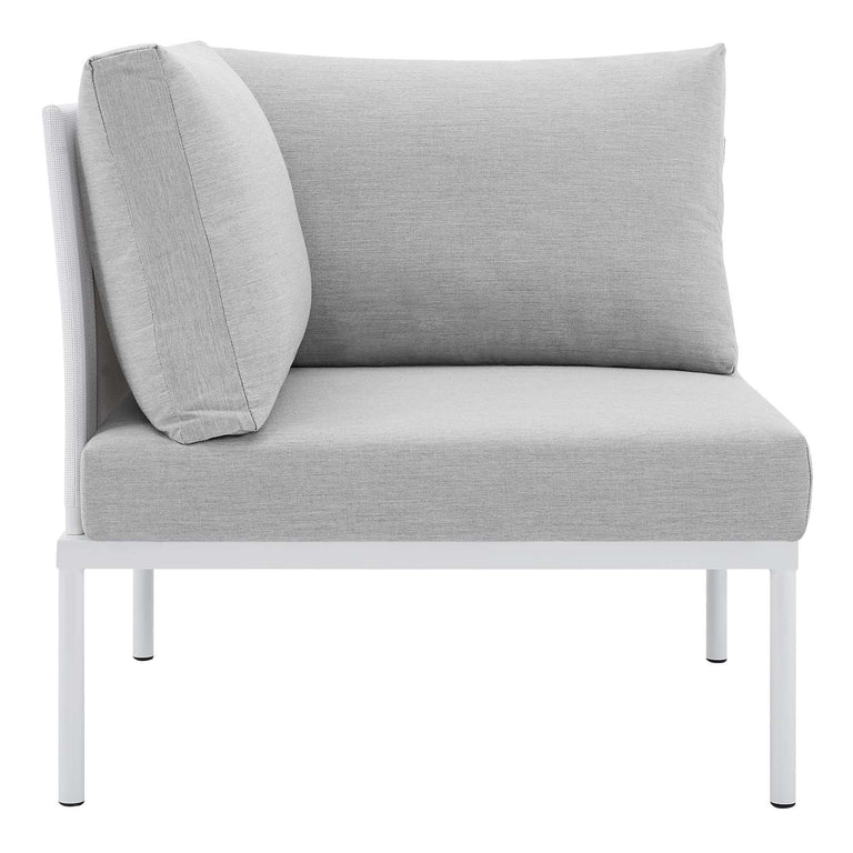 Harmony 8-Piece  Sunbrella® Outdoor Patio Aluminum Sectional Sofa Set in White Gray, EEI-4944-WHI-GRY-SET