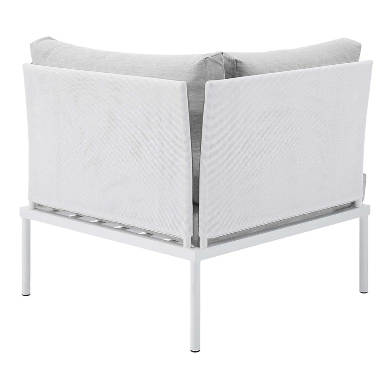 Harmony 8-Piece  Sunbrella® Outdoor Patio Aluminum Sectional Sofa Set in White Gray, EEI-4944-WHI-GRY-SET