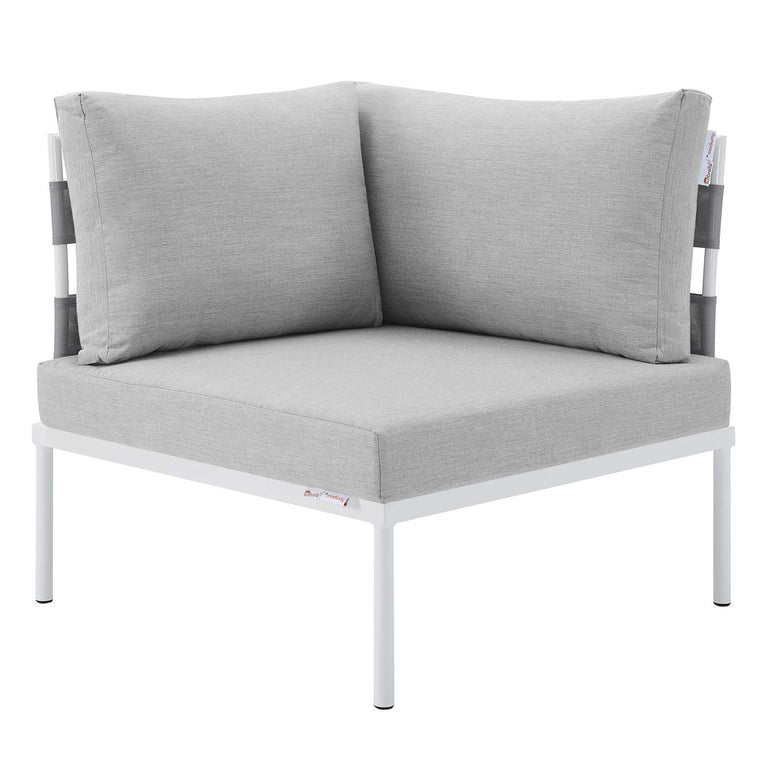 Harmony 8-Piece  Sunbrella® Outdoor Patio Aluminum Sectional Sofa Set in Gray Gray, EEI-4945-GRY-GRY-SET