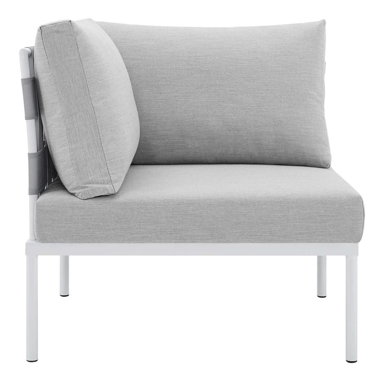 Harmony 8-Piece  Sunbrella® Outdoor Patio Aluminum Sectional Sofa Set in Gray Gray, EEI-4945-GRY-GRY-SET
