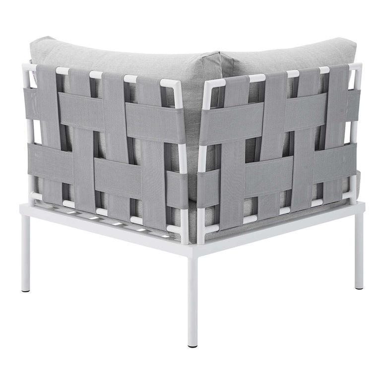 Harmony 8-Piece  Sunbrella® Outdoor Patio Aluminum Sectional Sofa Set in Gray Gray, EEI-4945-GRY-GRY-SET