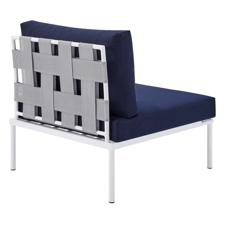 Harmony 8-Piece  Sunbrella® Outdoor Patio Aluminum Sectional Sofa Set in Gray Navy, EEI-4945-GRY-NAV-SET