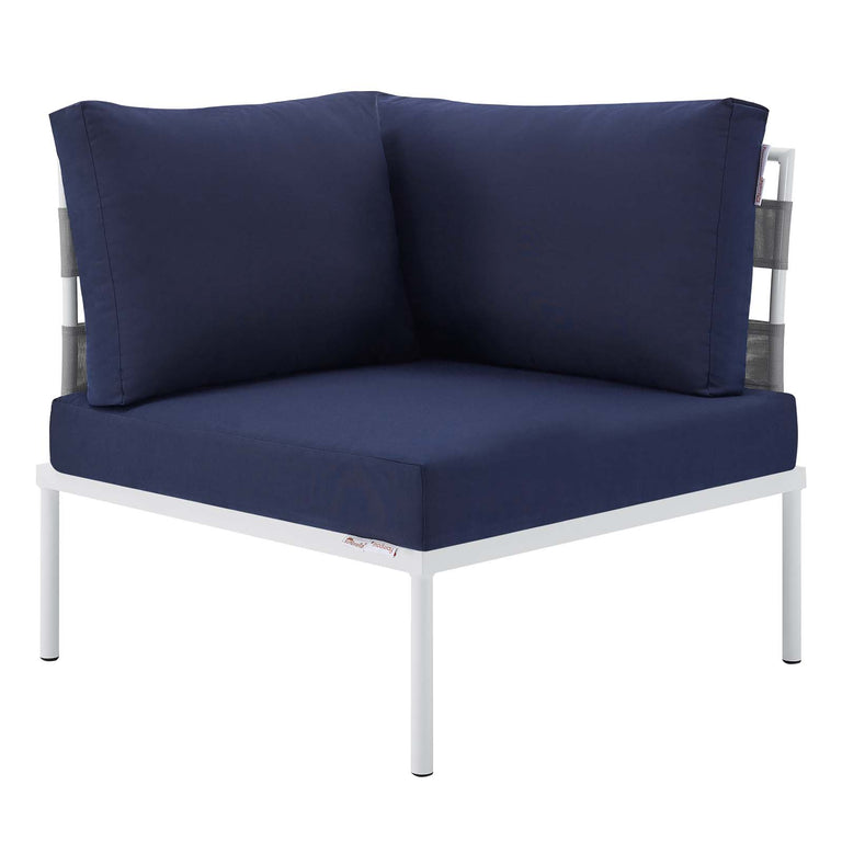 Harmony 8-Piece  Sunbrella® Outdoor Patio Aluminum Sectional Sofa Set in Gray Navy, EEI-4945-GRY-NAV-SET