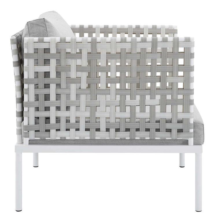 Harmony 10-Piece  Sunbrella® Basket Weave Outdoor Patio Aluminum Sectional Sofa Set in Taupe Gray, EEI-4950-TAU-GRY-SET