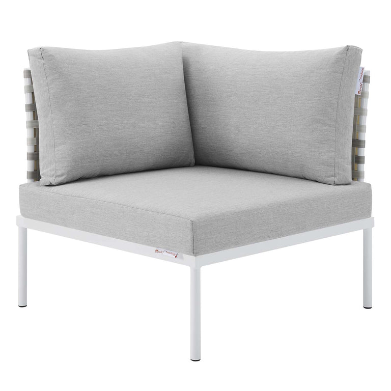 Harmony 10-Piece  Sunbrella® Basket Weave Outdoor Patio Aluminum Sectional Sofa Set in Taupe Gray, EEI-4950-TAU-GRY-SET