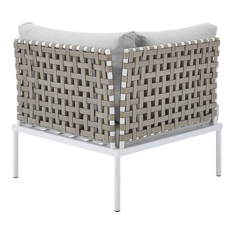 Harmony 10-Piece  Sunbrella® Basket Weave Outdoor Patio Aluminum Sectional Sofa Set in Tan Gray, EEI-4951-TAN-GRY-SET