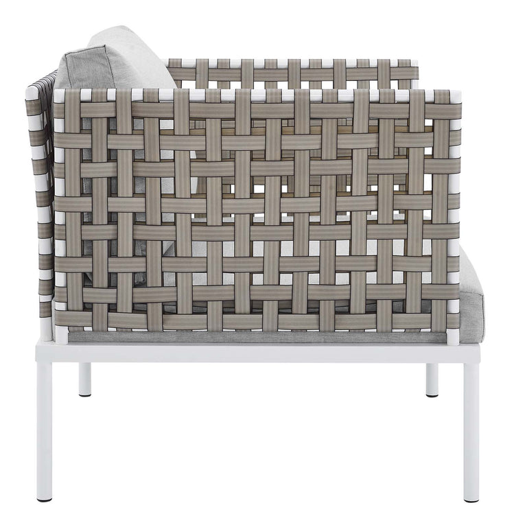 Harmony 10-Piece  Sunbrella® Basket Weave Outdoor Patio Aluminum Sectional Sofa Set in Tan Gray, EEI-4951-TAN-GRY-SET