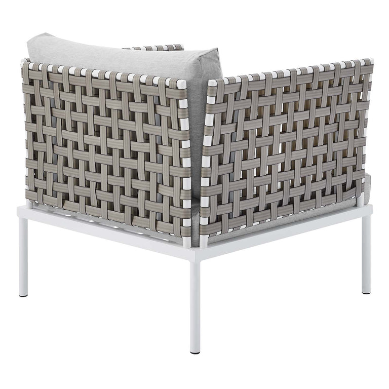 Harmony 10-Piece  Sunbrella® Basket Weave Outdoor Patio Aluminum Sectional Sofa Set in Tan Gray, EEI-4951-TAN-GRY-SET