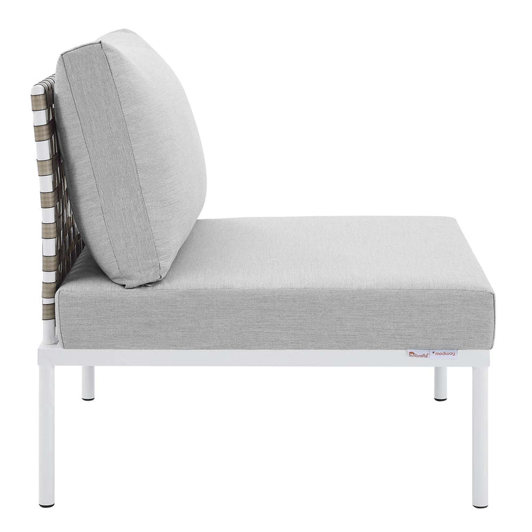 Harmony 10-Piece  Sunbrella® Basket Weave Outdoor Patio Aluminum Sectional Sofa Set in Tan Gray, EEI-4951-TAN-GRY-SET
