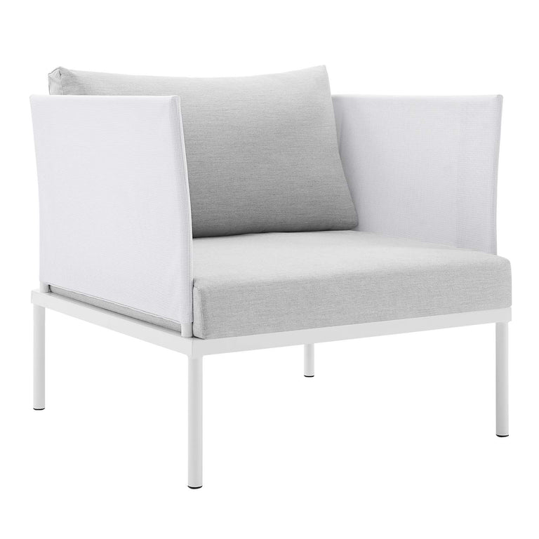 Harmony 10-Piece  Sunbrella® Outdoor Patio Aluminum Sectional Sofa Set in White Gray, EEI-4952-WHI-GRY-SET