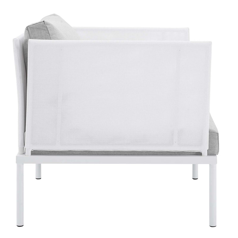 Harmony 10-Piece  Sunbrella® Outdoor Patio Aluminum Sectional Sofa Set in White Gray, EEI-4952-WHI-GRY-SET