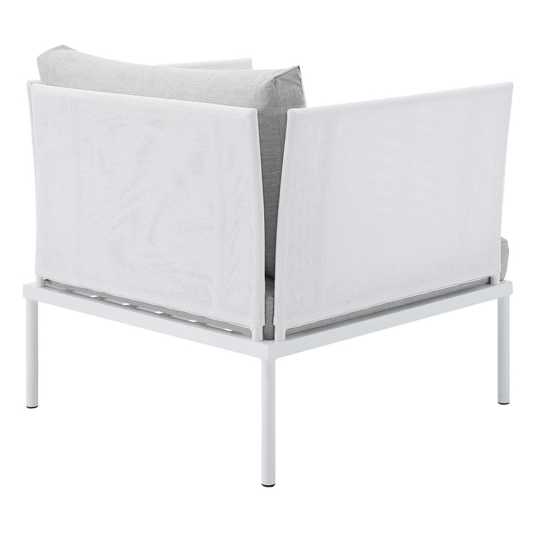 Harmony 10-Piece  Sunbrella® Outdoor Patio Aluminum Sectional Sofa Set in White Gray, EEI-4952-WHI-GRY-SET