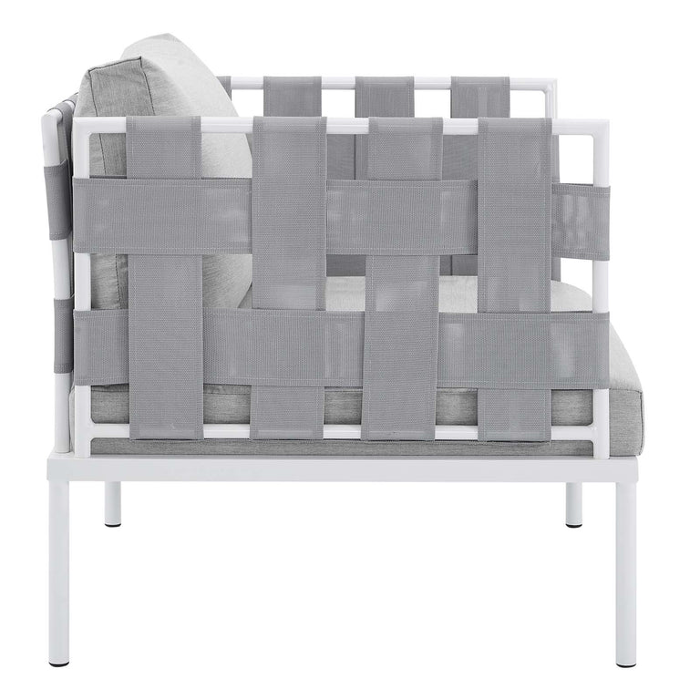 Harmony 10-Piece  Sunbrella® Outdoor Patio Aluminum Sectional Sofa Set in Gray Gray, EEI-4953-GRY-GRY-SET