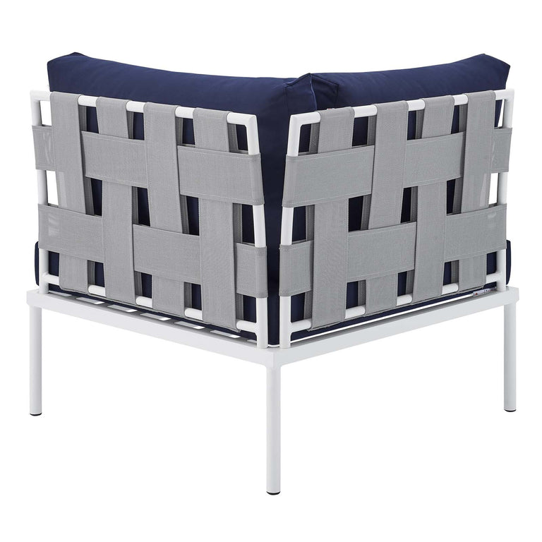 Harmony 10-Piece  Sunbrella® Outdoor Patio Aluminum Sectional Sofa Set in Gray Navy, EEI-4953-GRY-NAV-SET
