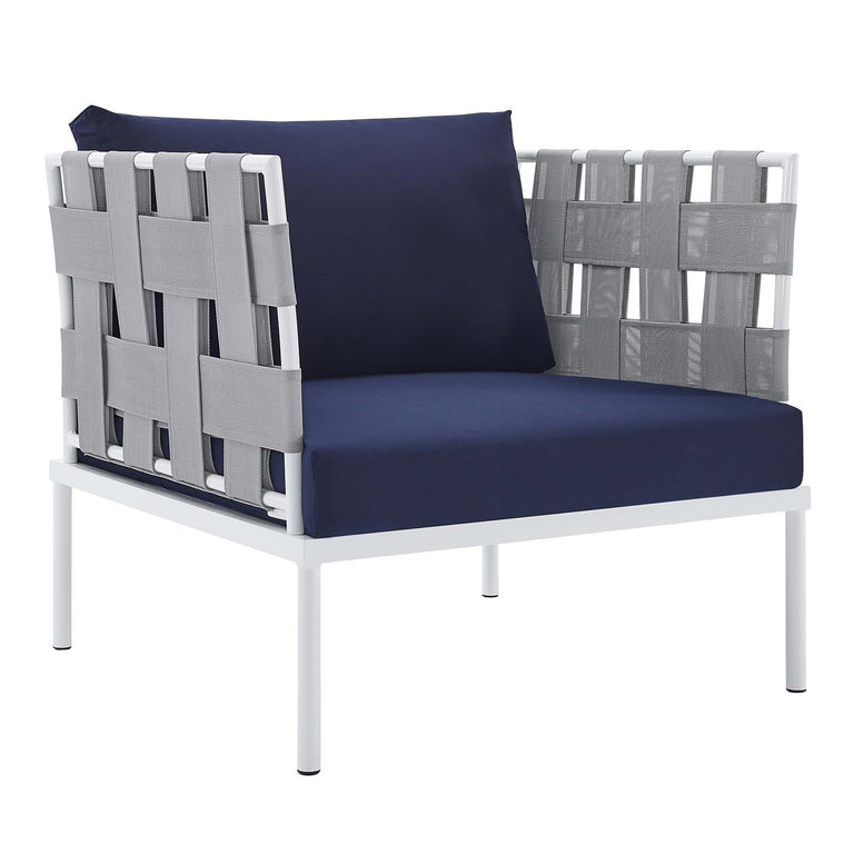 Harmony 10-Piece  Sunbrella® Outdoor Patio Aluminum Sectional Sofa Set in Gray Navy, EEI-4953-GRY-NAV-SET
