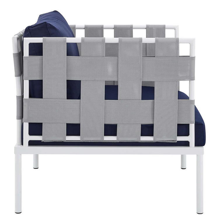 Harmony 10-Piece  Sunbrella® Outdoor Patio Aluminum Sectional Sofa Set in Gray Navy, EEI-4953-GRY-NAV-SET
