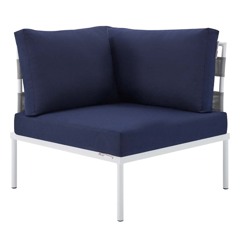 Harmony 10-Piece  Sunbrella® Outdoor Patio Aluminum Sectional Sofa Set in Gray Navy, EEI-4953-GRY-NAV-SET