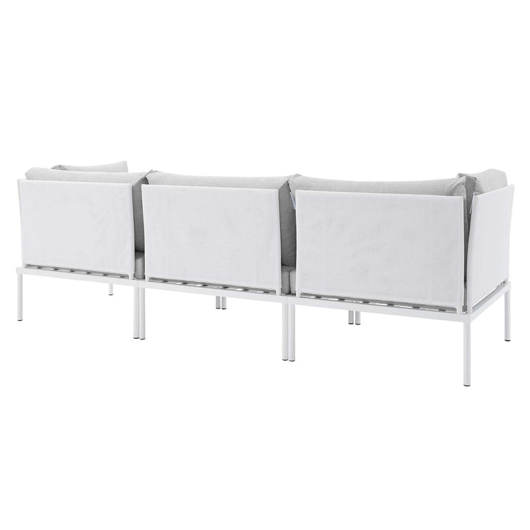 Harmony Sunbrella® Outdoor Patio Aluminum Sofa in White Gray, EEI-4967-WHI-GRY