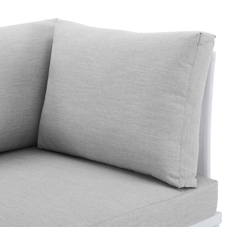 Harmony Sunbrella® Outdoor Patio Aluminum Sofa in White Gray, EEI-4967-WHI-GRY