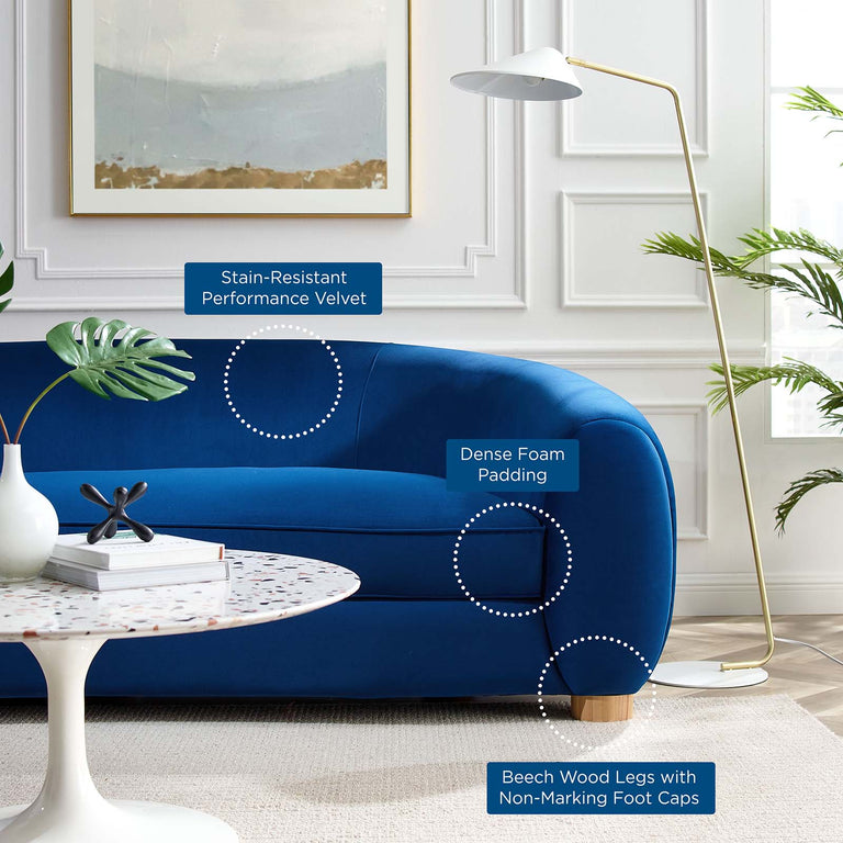 Abundant Performance Velvet Sofa in Navy, EEI-4970-NAV