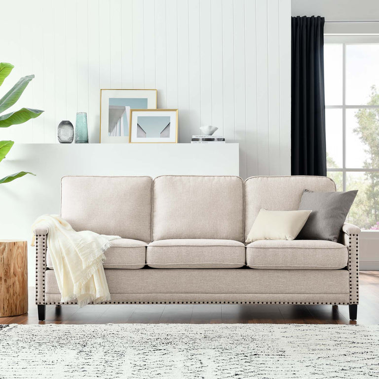Ashton Upholstered Fabric Sofa in Beige, EEI-4982-BEI