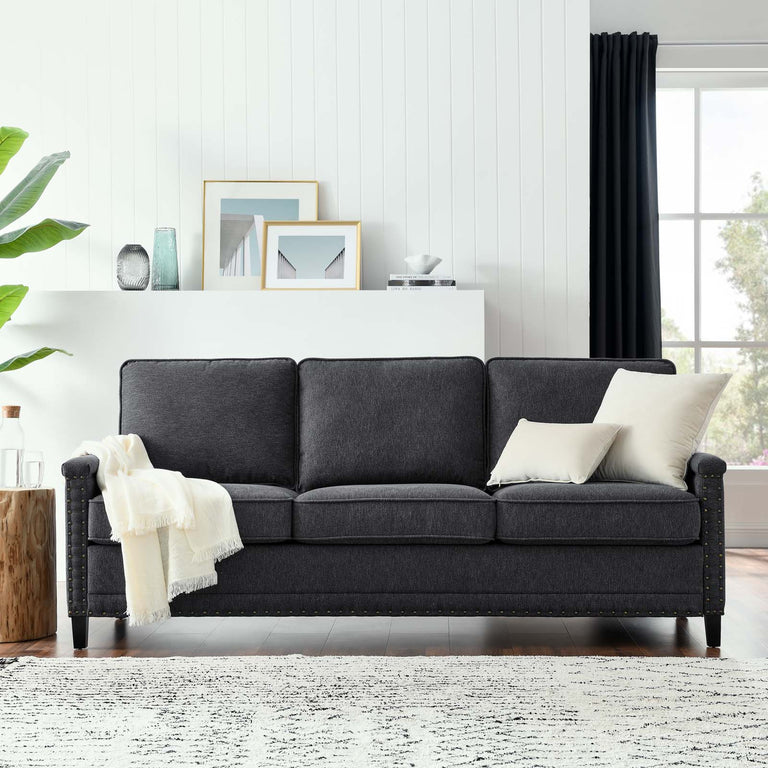 Ashton Upholstered Fabric Sofa in Charcoal, EEI-4982-CHA