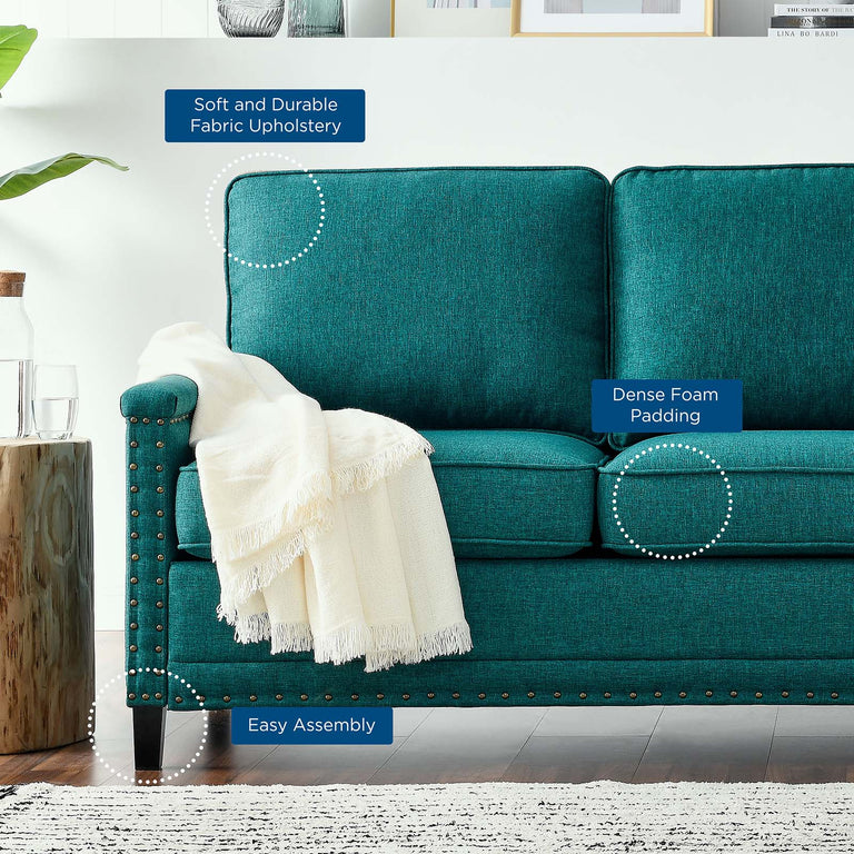 Ashton Upholstered Fabric Sofa in Teal, EEI-4982-TEA