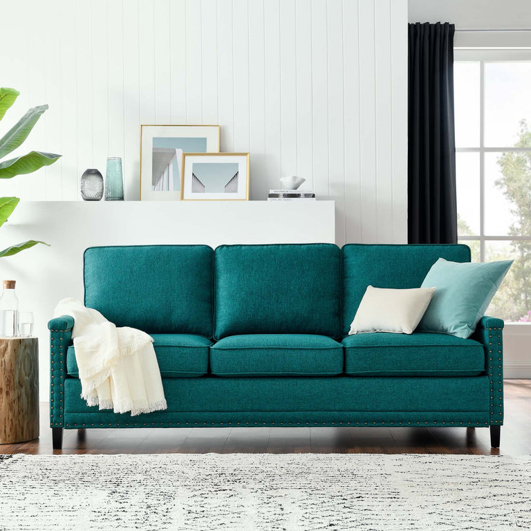 Ashton Upholstered Fabric Sofa in Teal, EEI-4982-TEA