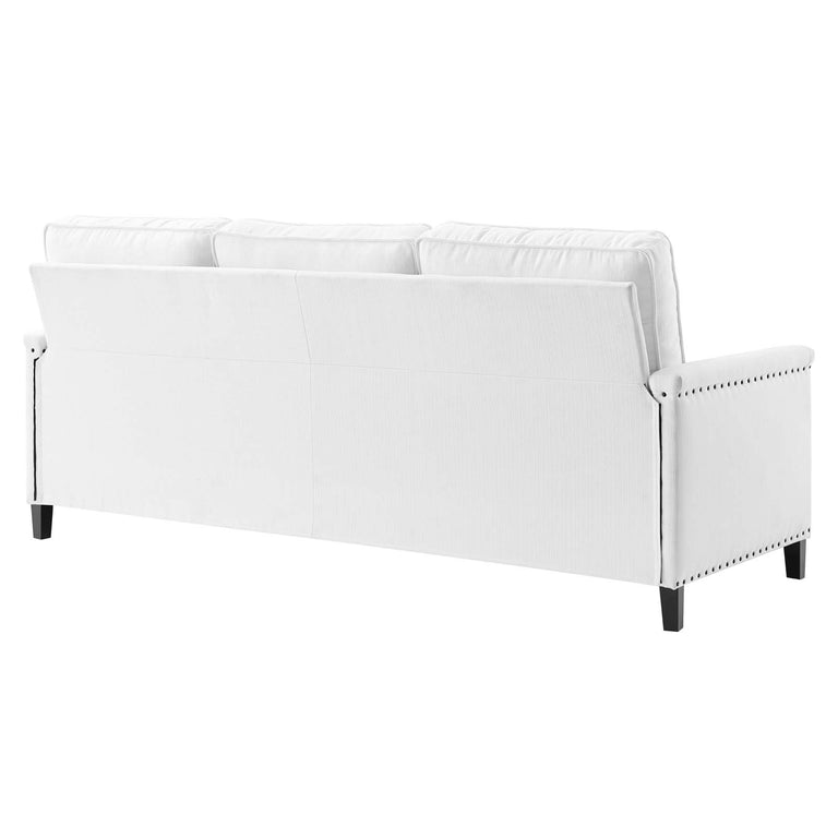 Ashton Upholstered Fabric Sofa in White, EEI-4982-WHI