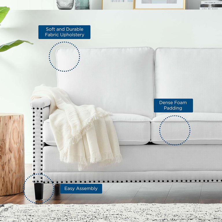 Ashton Upholstered Fabric Sofa in White, EEI-4982-WHI