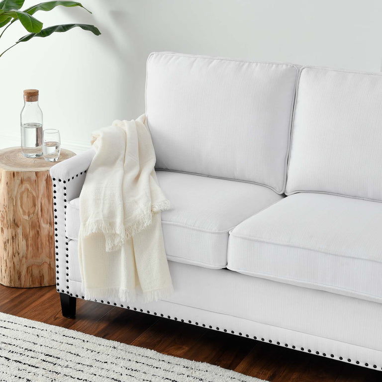 Ashton Upholstered Fabric Sofa in White, EEI-4982-WHI