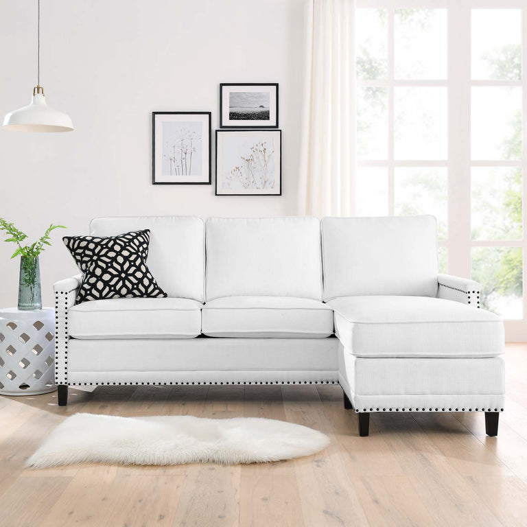 Ashton Upholstered Fabric Sectional Sofa in White, EEI-4994-WHI