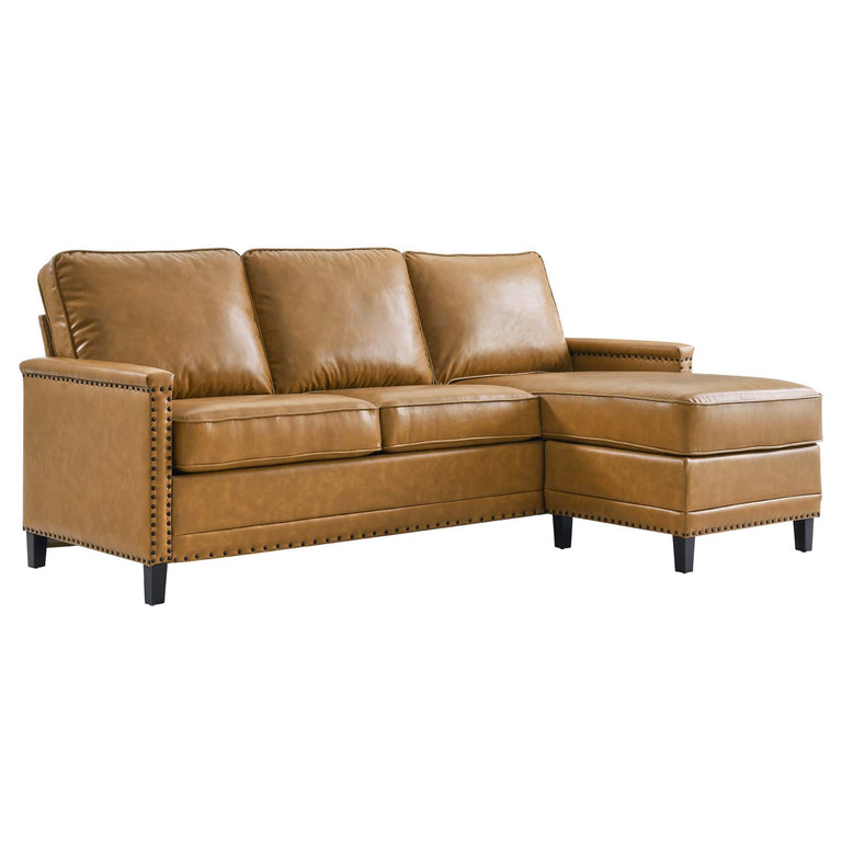 Ashton Vegan Leather Sectional Sofa in Tan, EEI-4996-TAN