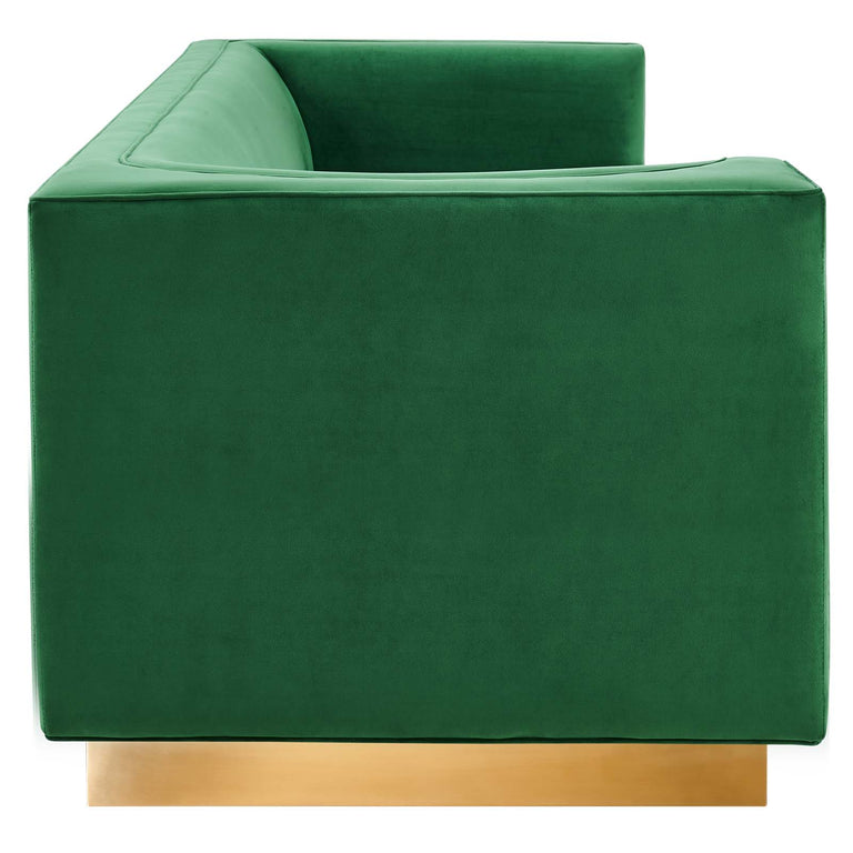 Eminence Upholstered Performance Velvet Sofa in Emerald, EEI-5016-EME