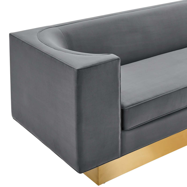 Eminence Upholstered Performance Velvet Sofa in Gray, EEI-5016-GRY