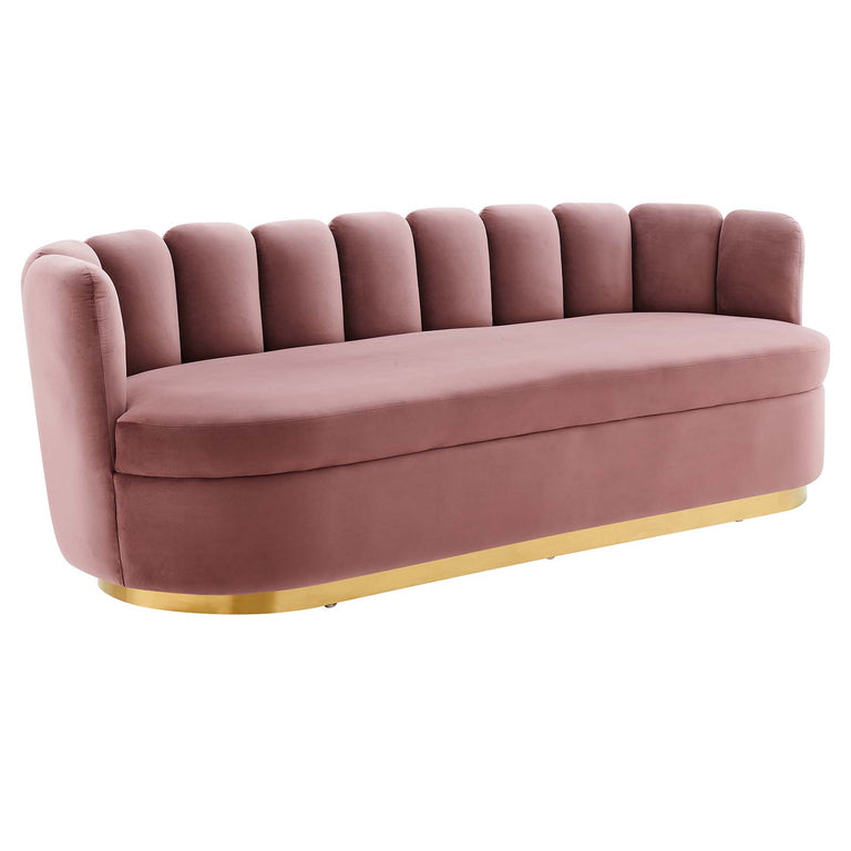 Victoria Channel Tufted Performance Velvet Sofa in Dusty Rose, EEI-5017-DUS