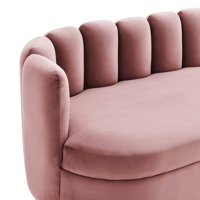 Victoria Channel Tufted Performance Velvet Sofa in Dusty Rose, EEI-5017-DUS