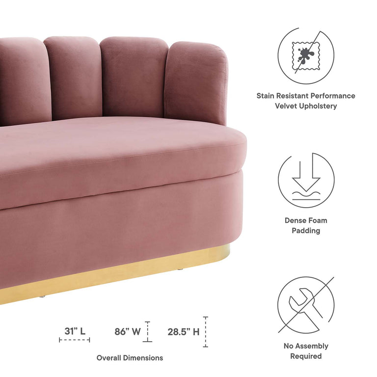 Victoria Channel Tufted Performance Velvet Sofa in Dusty Rose, EEI-5017-DUS