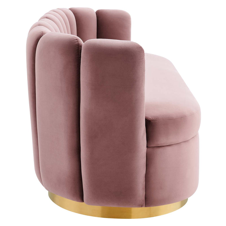 Victoria Channel Tufted Performance Velvet Sofa in Dusty Rose, EEI-5017-DUS