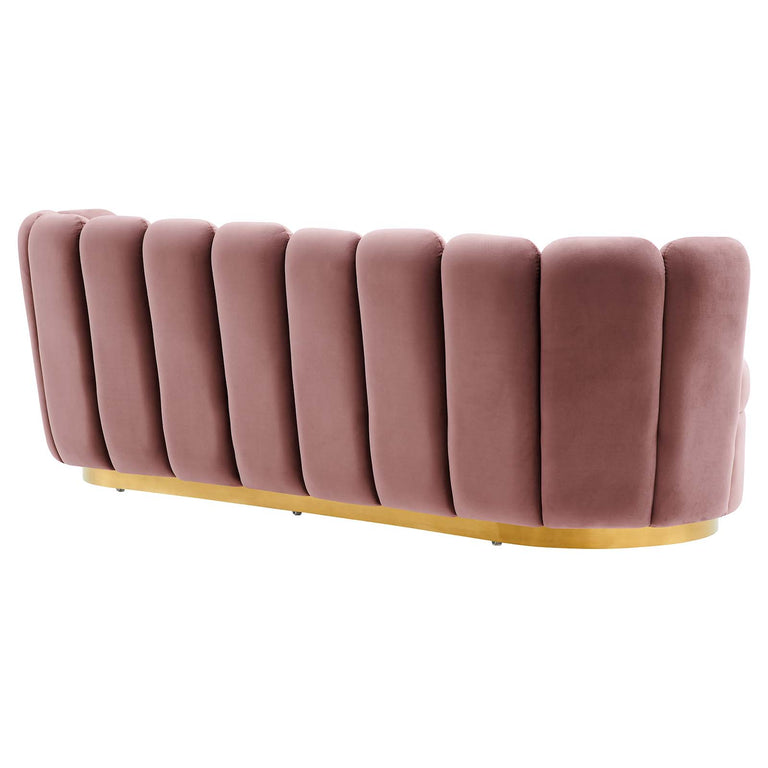 Victoria Channel Tufted Performance Velvet Sofa in Dusty Rose, EEI-5017-DUS