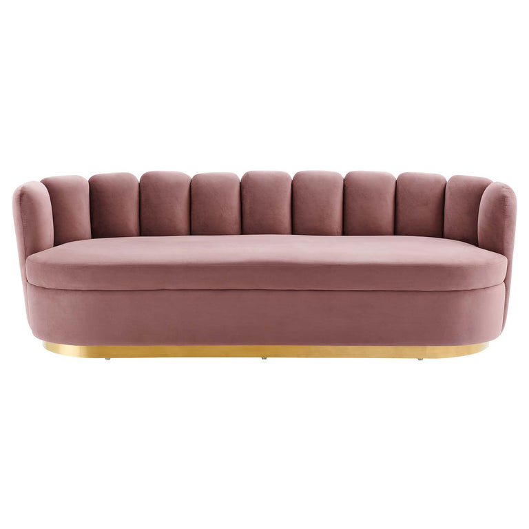 Victoria Channel Tufted Performance Velvet Sofa in Dusty Rose, EEI-5017-DUS
