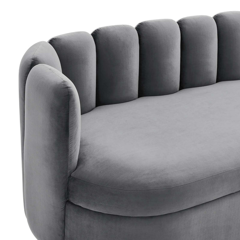 Victoria Channel Tufted Performance Velvet Sofa in Gray, EEI-5017-GRY